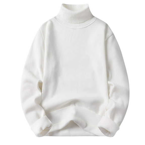 Inleife Turtleneck Sweaters for Men Loose Fit Man Solid Color Knit Choker Sweater