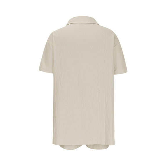 Inleife Two Piece Sets for Women Spring And Summer Solid Fashion Woman Causal Button Blouse Set Short Sleeve T-Shirt Summer Tops Khaki Sizes L