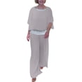 thumbnail image 1 of Inleife Two Piece Sets for Women Spring And Summer Women Elegant Solid Casual Short Sleevele Round-Neck Blouses Shirts Long Pant Sets Gray Sizes S, 1 of 6