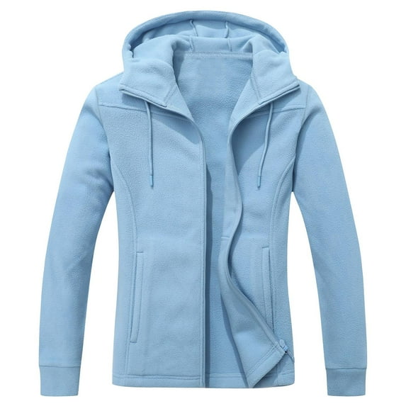 Inleife Winter Coats for Women Fashion Solid Pocket Zipper Jackets Long Sleeve Drawstring Casual Outwear Hooded Blouse