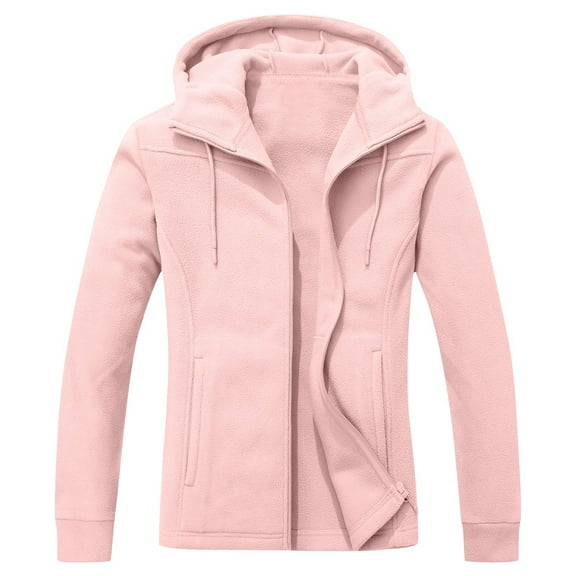 Inleife Winter Coats for Women Fashion Solid Pocket Zipper Jackets Long Sleeve Drawstring Casual Outwear Hooded Blouse