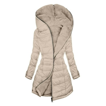 Inleife Winter Jackets for Women Clearance Women's New Solid Color Long-Sleeved Hooded Fashion Cotton-Padded Jacket
