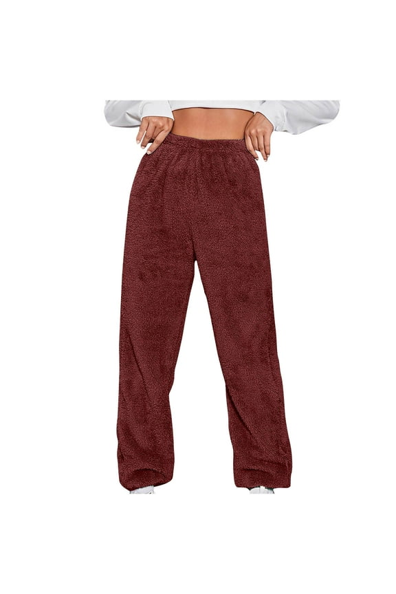 Winter Pants Women Fashion Casual Warm Solid Color Pant Womens Elastic Waist Binding Leg Length Pants