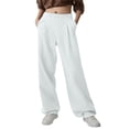 thumbnail image 1 of Inleife Winter Sweatpants Women Solid Color Wide-leg Loose Straight Sweatpants With Pockets, 1 of 5
