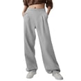 thumbnail image 1 of Inleife Winter Sweatpants Women Solid Color Wide-leg Loose Straight Sweatpants With Pockets, 1 of 4