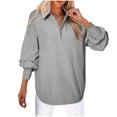thumbnail image 1 of Inleife Women 2025 Fine Striped Smocked Cuffed Shirts Long Sleeve Collared Blouse With Pocket, 1 of 6