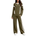 thumbnail image 1 of Inleife Women Color Block Tracksuit 2 Piece Outfit Set, Long Sleeve Crew Neck Sweatshirt & Wide Leg Pants With Pockets, Casual Loungewear Sports Suit, 1 of 6