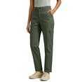 thumbnail image 1 of Inleife Women Solid Straight Leg Cargo Pants Zipper Button Closure Multi Pocket Outdoor Casual Utility Long Trousers, 1 of 6