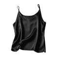 thumbnail image 1 of Inleife Women's Camisoles Sleeveless Top Solid Color Satin Casual Loose Camisole Black XL, 1 of 6