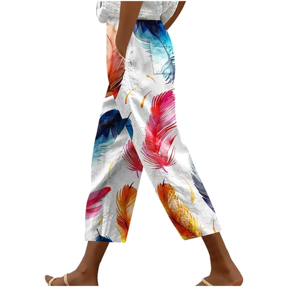 Inleife Women's Casual Capris Loose Harlan Pants With Drawstring Solid Color Lace Up Pockets Fashionable Cropped Pants