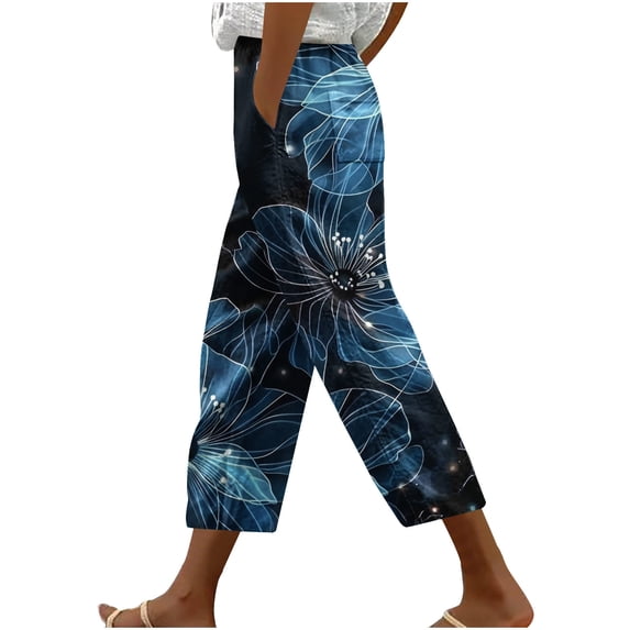 Inleife Women's Casual Capris Loose Harlan Pants With Drawstring Solid Color Lace Up Pockets Fashionable Cropped Pants