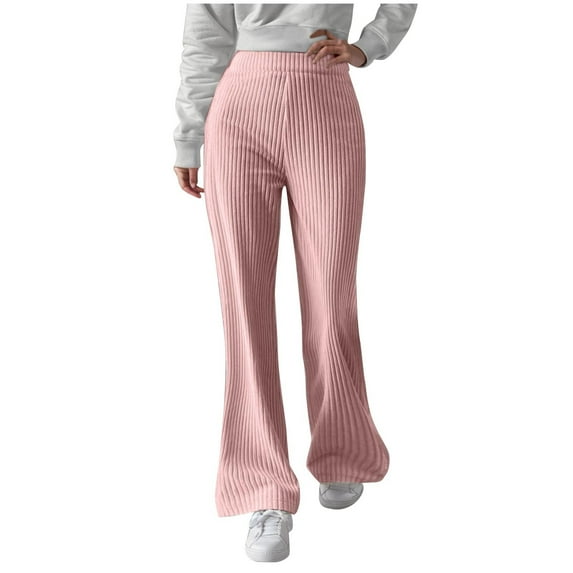 Inleife Women's Casual Pants Solid Color Loose Comfortable Outdoor Corduroy Flared Trouserst Leg Pants