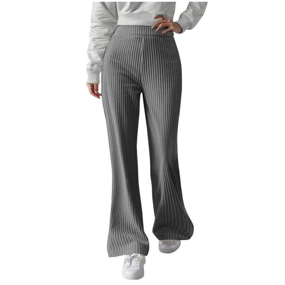 Inleife Women's Casual Pants Solid Color Loose Comfortable Outdoor Corduroy Flared Trouserst Leg Pants
