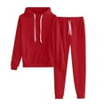 thumbnail image 1 of Inleife Women's Casual Solid Color Zipper Sets Raglan Loose Hooded Top Sweatshirt And Long Pants Long Sleeved Hooded Set Suits, 1 of 5
