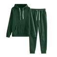 thumbnail image 1 of Inleife Women's Casual Sweatsuits Green Hooded Drawstring Loose Long Sleeve Sweatshirt Tops And Long Pants Set Suits, 1 of 5