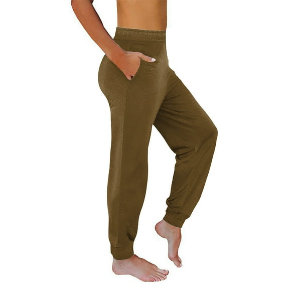 Inleife Women's Casual Trousers Solid Color Pants Waist Long Pants With Pocket Sports Pants