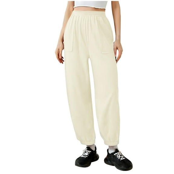 Inleife Women's Casual Trousers Solid Color Wide Leg Pants Waist Long Pants With Pocket Sports Pants