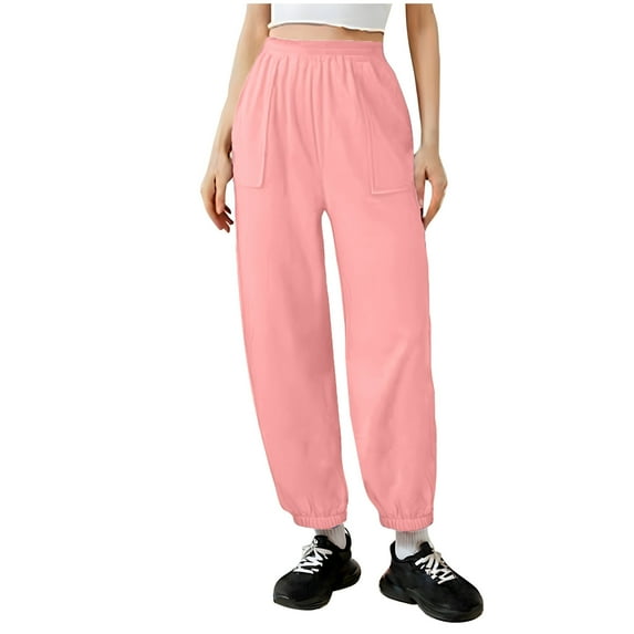 Inleife Women's Casual Trousers Solid Color Wide Leg Pants Waist Long Pants With Pocket Sports Pants