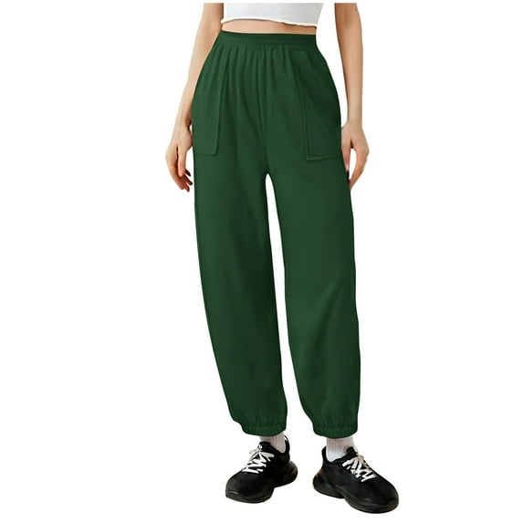 Inleife Women's Casual Trousers Solid Color Wide Leg Pants Waist Long Pants With Pocket Sports Pants