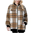thumbnail image 1 of Inleife Women's Checkered Striped Fabric Medium Coats Long Sleeved Pocket Zipper Jacket, 1 of 5