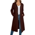 thumbnail image 1 of Inleife Women's Classic Longline Zipper Jackets Hooded Cardigan In Soft Fabric Featuring Side Pockets And An Open Front, 1 of 6