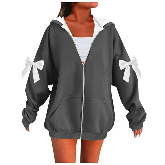 Inleife Women's Daily Bow Loose Fit Hoodies Long Sleeved Off Shoulder Hooded Sweatshirt Pullover Top