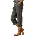 thumbnail image 1 of Inleife Women's Fashion Capris Summer Ladies Solid Color Elastic Waist Casual Pocket Straight Leg Pants Dark Gray S, 1 of 6