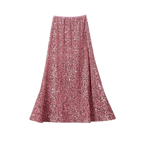 Inleife Women's Fashion High Waist Solid Color Short Skirt Loose Skirt Pink L