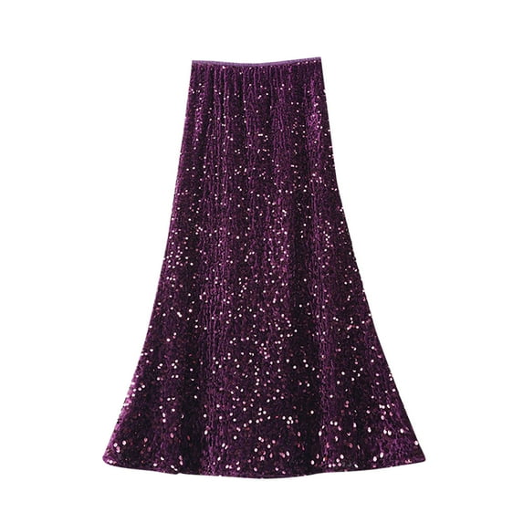 Inleife Women's Fashion High Waist Solid Color Short Skirt Loose Skirt Purple L