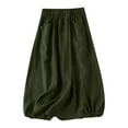 thumbnail image 1 of Inleife Women's Fashion Medium Length Elastic Waist Large Cotton Linen Skirt Army Green XXL, 1 of 7