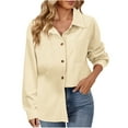 thumbnail image 1 of Inleife Women's Flip Collar Jackets Button Pocket Fall And Winter Long Sleeve Loose Blouse Coat, 1 of 6