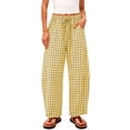 thumbnail image 1 of Inleife Women's Gingham Checkered Relaxed Pants Drawstring Elastic Waist Lounge Trousers with Pockets, 1 of 6