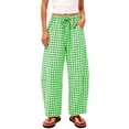 thumbnail image 1 of Inleife Women's Gingham Checkered Relaxed Pants Drawstring Elastic Waist Lounge Trousers with Pockets, 1 of 6