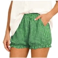 thumbnail image 1 of Inleife Women's Gingham Elastic Waist Ruffle Shorts Fashion Ladies Regular Elastic Waist Comfy Plaid Casual Home Shorts Pants, 1 of 5