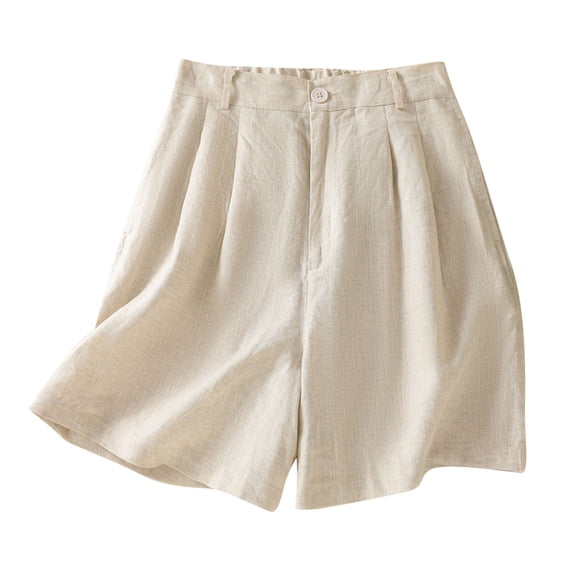 Inleife Women's Half Shorts Cotton Linen Fashion Fallow Pockets Elastic Waist Drawstring Shorts
