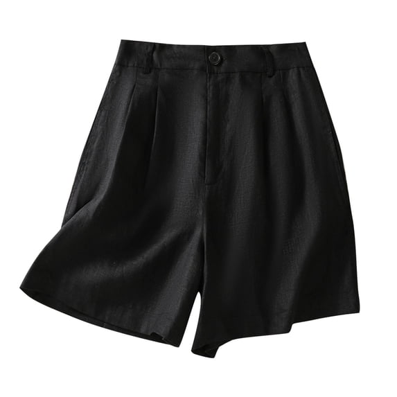 Inleife Women's Half Shorts Cotton Linen Fashion Fallow Pockets Elastic Waist Drawstring Shorts