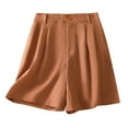 thumbnail image 1 of Inleife Women's Half Shorts Cotton Linen Fashion Fallow Pockets Elastic Waist Drawstring Shorts, 1 of 6