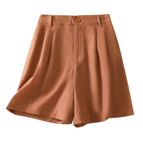 Inleife Women's Half Shorts Cotton Linen Fashion Fallow Pockets Elastic Waist Drawstring Shorts