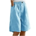 thumbnail image 1 of Inleife Women's Half Shorts Pants Summer Elastic Waist Buttons Casual Linen Pockets Pants, 1 of 6