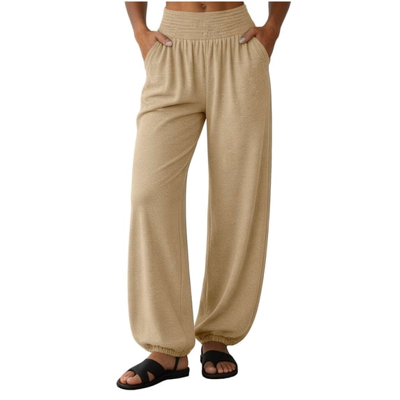 Inleife Women's Jogger Sweatpants High Waisted Cinched Ankle Baggy Lounge Pants with Pockets Casual Workout Trousers