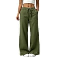 thumbnail image 1 of Inleife Women's Linen Blend Wide Leg Pants Drawstring Elastic Waist Relaxed Fit Straight Trousers with Front Pockets, 1 of 6