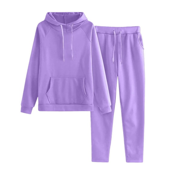 Inleife Women's Long Sleeve Hooded Set with Pockets Fashion Sports Casual Long Pants Hooded Sweater Tops Pants Set