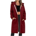 thumbnail image 1 of Inleife Women's Long Solid Color Zipper Jackets Long Sleeved Hooded Casual Loose Outwear, 1 of 6