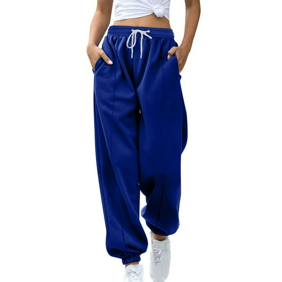 Inleife Women's Loose Fitting Leggings Fashionable And Elegant High Waisted Leg Tied Plush Sanitary Pants Casual Sports Pants