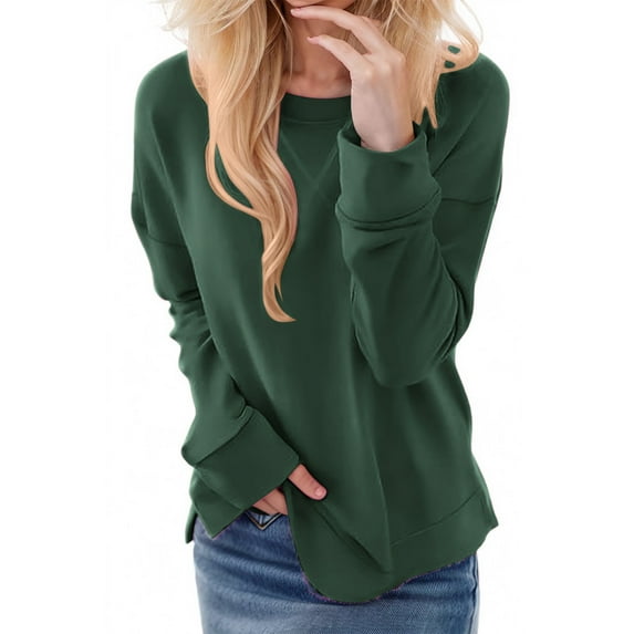 Inleife Women's Oversized Sweatshirts Ladies' Fashionable Casual Solid Color Long Sleeved Round Neck Embroidered Sweatshirt With Collar