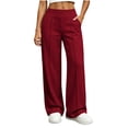 thumbnail image 1 of Inleife Women's Relaxed Fit Pleated Casual Sweatpants Elastic Waist High Waisted Straight Leg Trousers with Side Pockets, 1 of 6