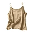 thumbnail image 1 of Inleife Women's Sleeveless Tops Solid Color Satin Casual And Fashionable Camisoles with Side Slits Gold L, 1 of 6