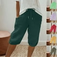 thumbnail image 1 of Inleife Women's Solid Color Drawstring Capri Shorts with Rolled Hem for Casual Summer Daily Wear, 1 of 6