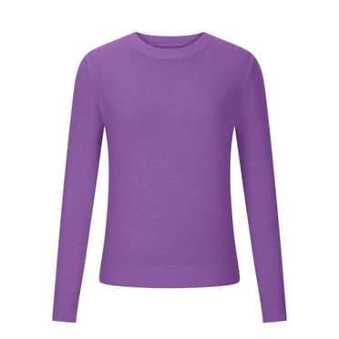 Inleife Women's Solid Color Round Neck Pullover Knitted Sweater Long Sleeved Inner And Outer Base Shirt Top