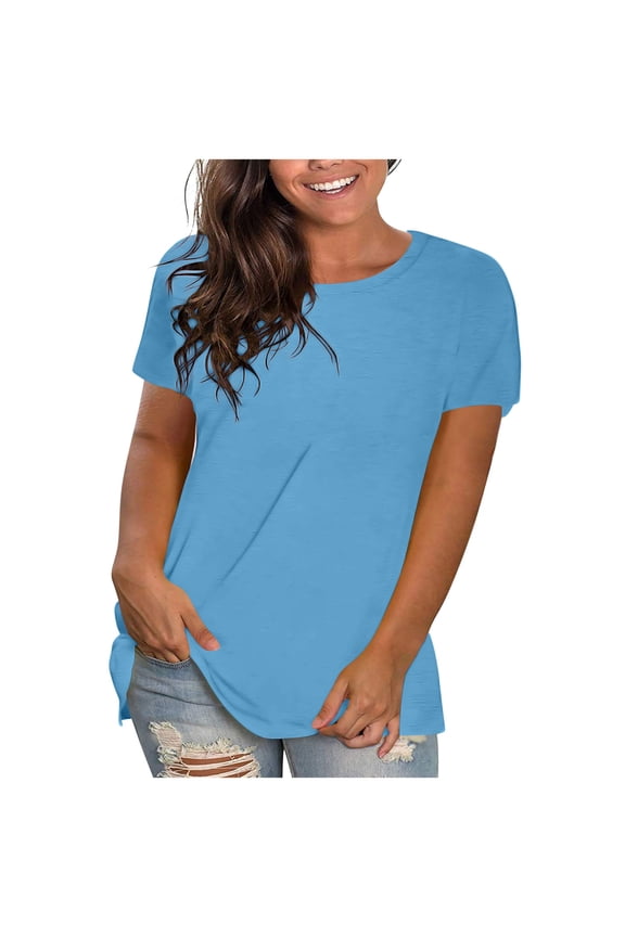 Women's Solid Oversized T Shirts Casual Short Sleeve Shirts Loose Crewneck Drop Shoulder Back Patch Pullover BoyFriend Tops Tees